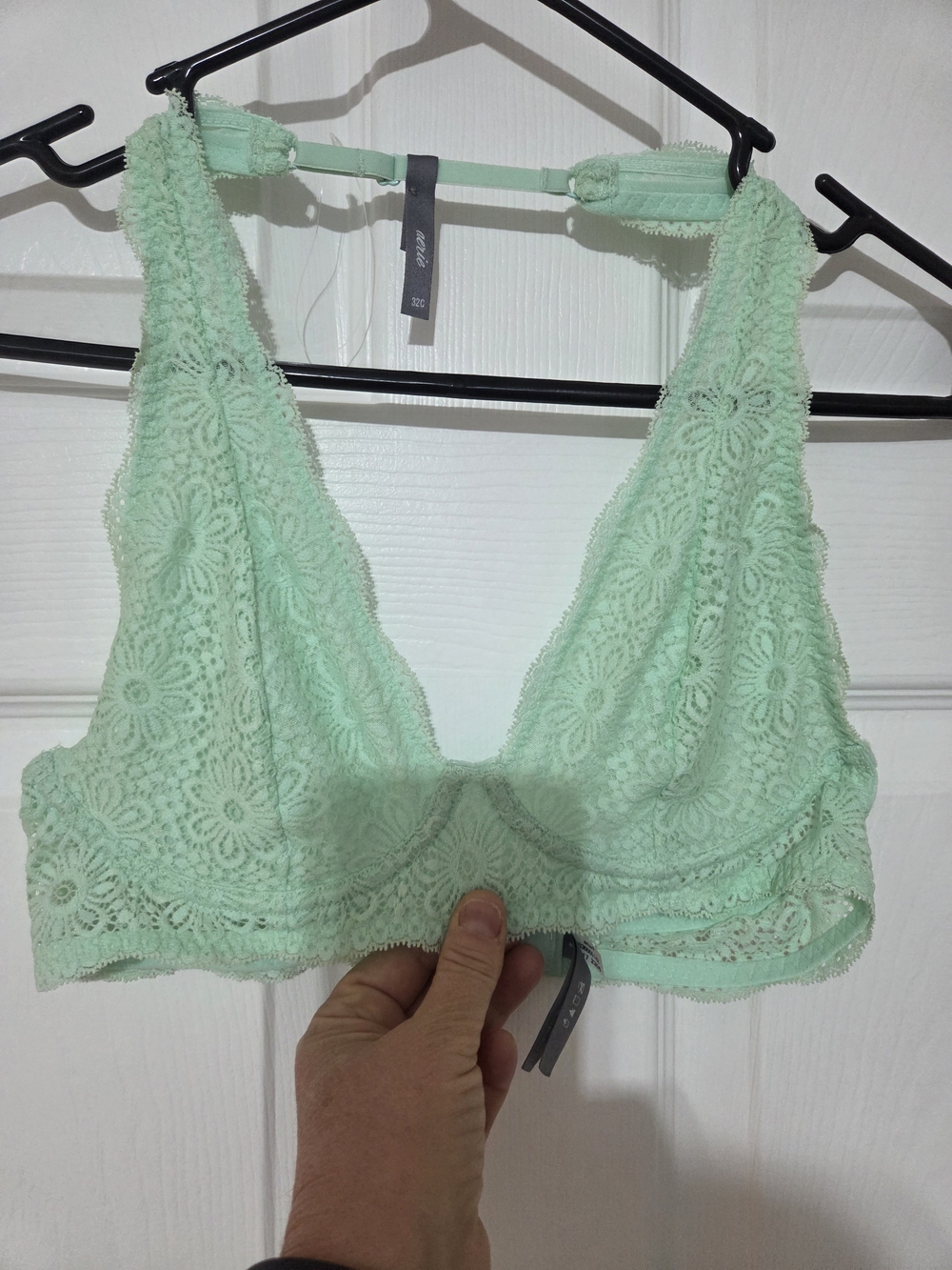 Lace Bralette - Mint Green, 32C